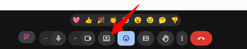 Screen share button location